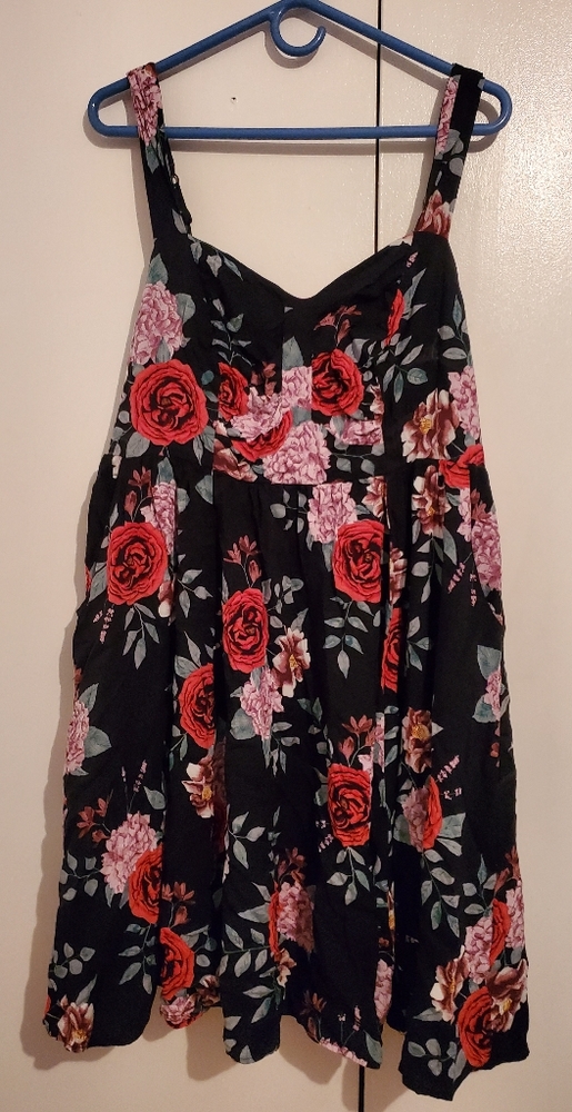 Floral Swing Dress with Sweetheart Neckline